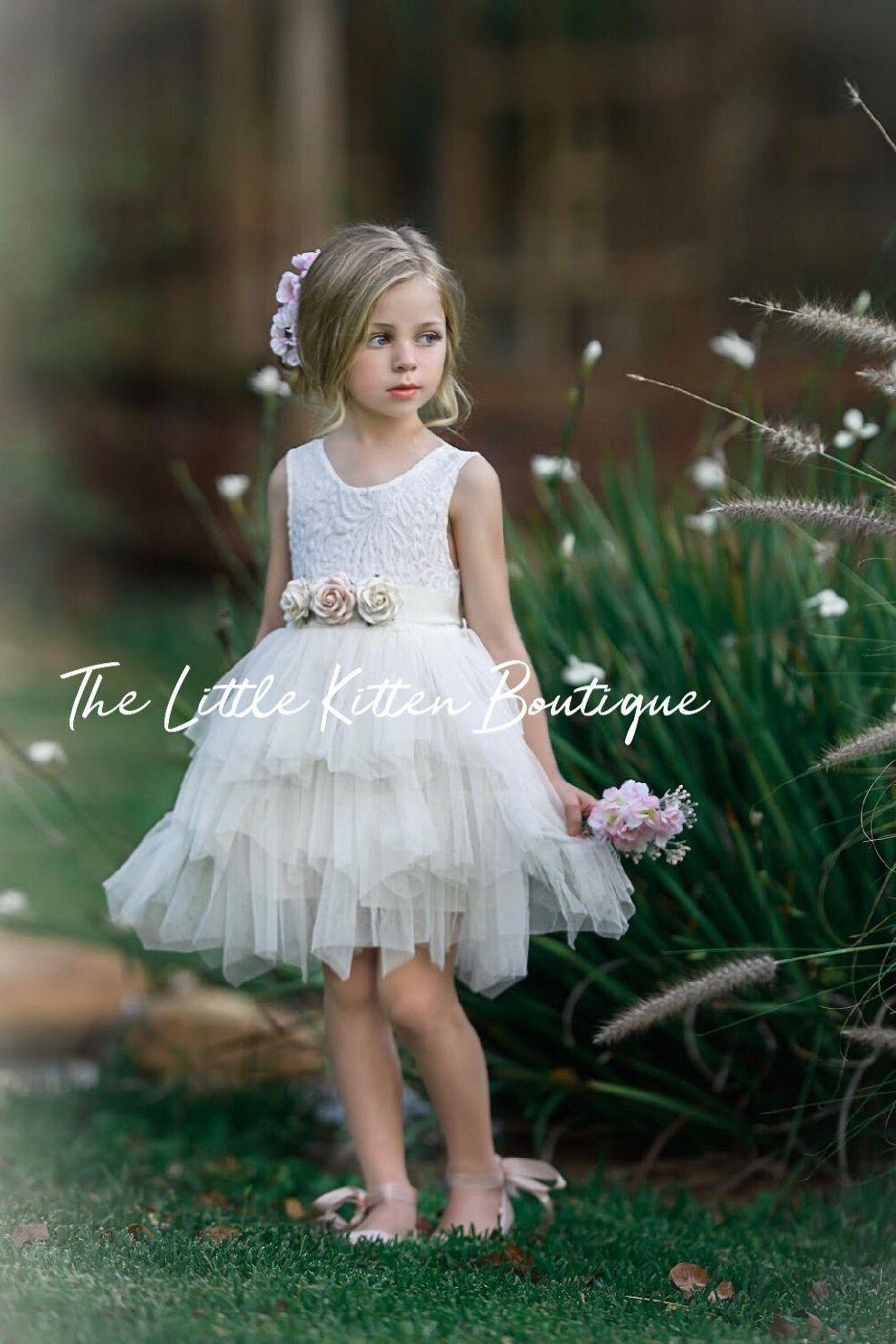 Tulle and lace flower girl dress / special occasion dress - The Little Kitten Boutique